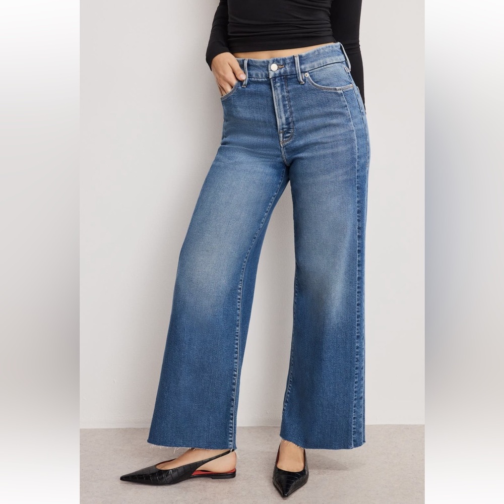 GOOD AMERICAN Good Skate Cropped Wide Jeans - Picture 2 of 15